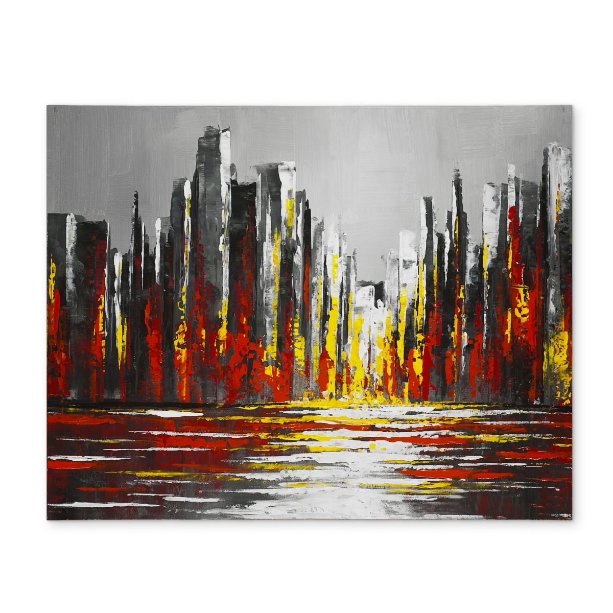 Picture of Begin Home Decor CPPM1418FG5INV 14 x 18 in. Abstract Red Skyline Gray Placemat - Bedroom Decor Polyester