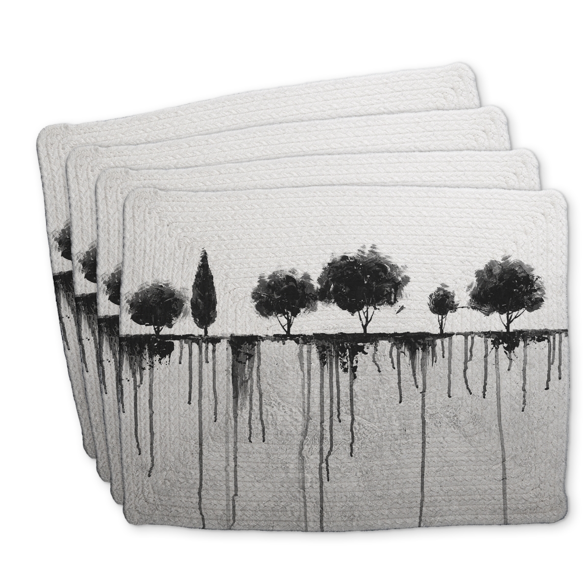 Picture of Begin Home Decor C4BP1418UMFV2N 14 x 18 in. Ink Bleeding Trees Braided Polyester Placemat - Home Decor - Set of 4