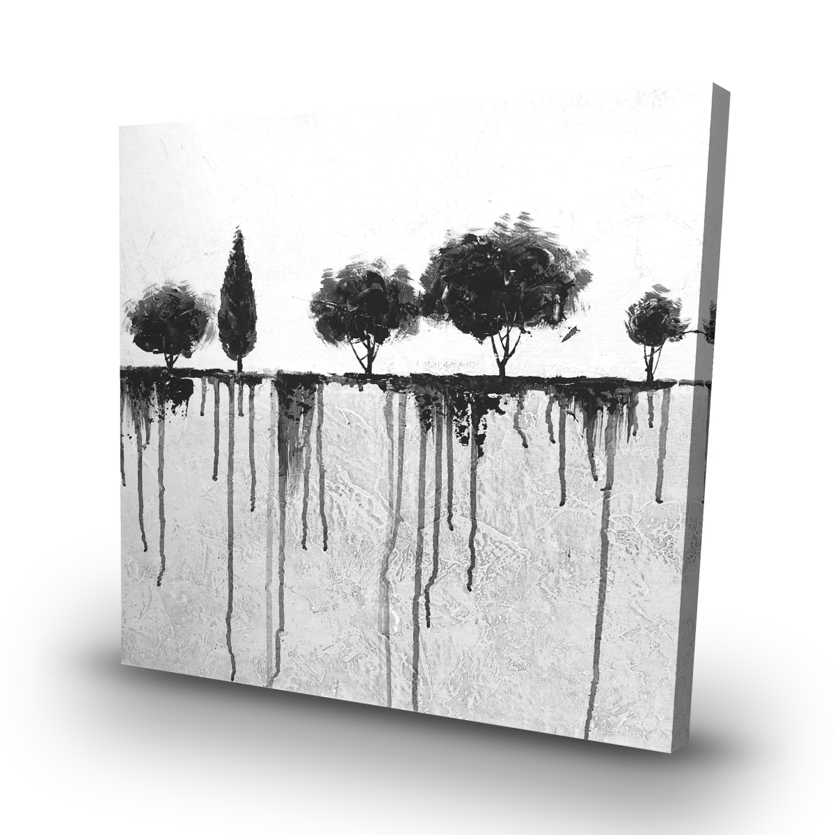 C1RC3232OEBM8E 32 x 32 in. Ink Bleeding Trees - White Bedroom Canvas for Home Decor