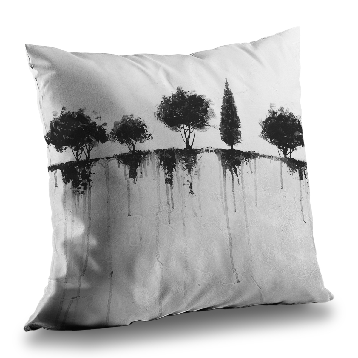 C1PC1414JCH7OK 14 x 14 in. Abstract Black Trees - Poly Twill Throw for Home Decor