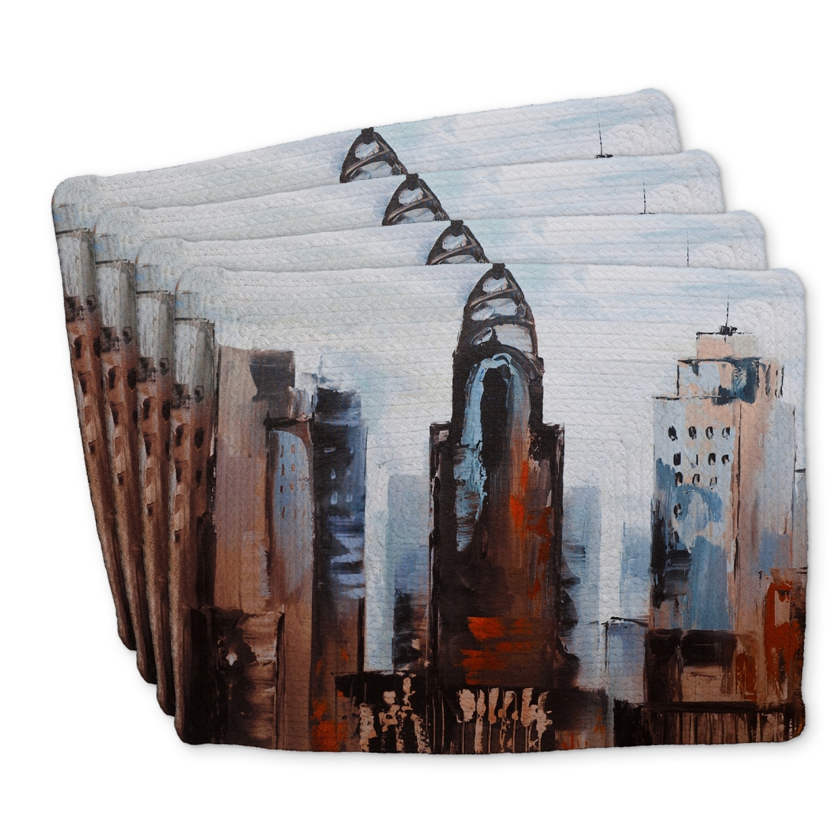 Picture of Begin Home Decor C4BP1418O091TY 14 x 18 in. Sullen Day in the City Braided Polyester Placemat - Home Decor - Set of 4