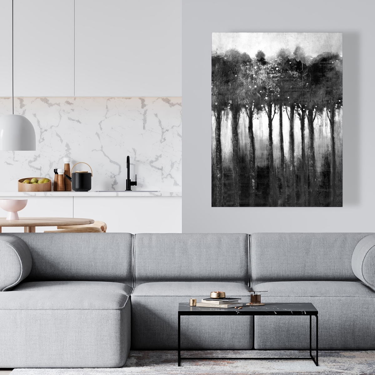 C1RC3648IDOVAD 36 x 48 in. Monochrome Trees - Black Canvas Wall Art for Home Decor
