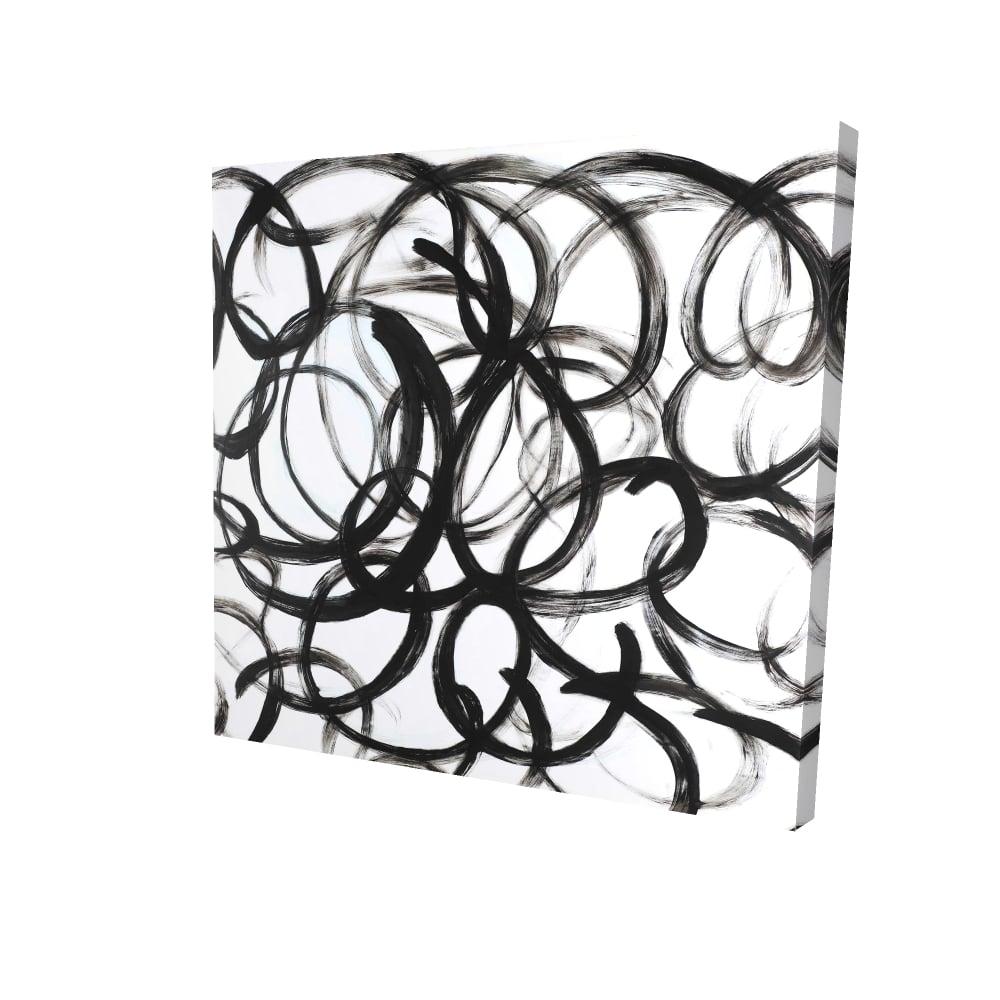 2080-2424-AB32 24 x 24 in. White Minimalist Abstract Curly Lines Canvas - Home Decor
