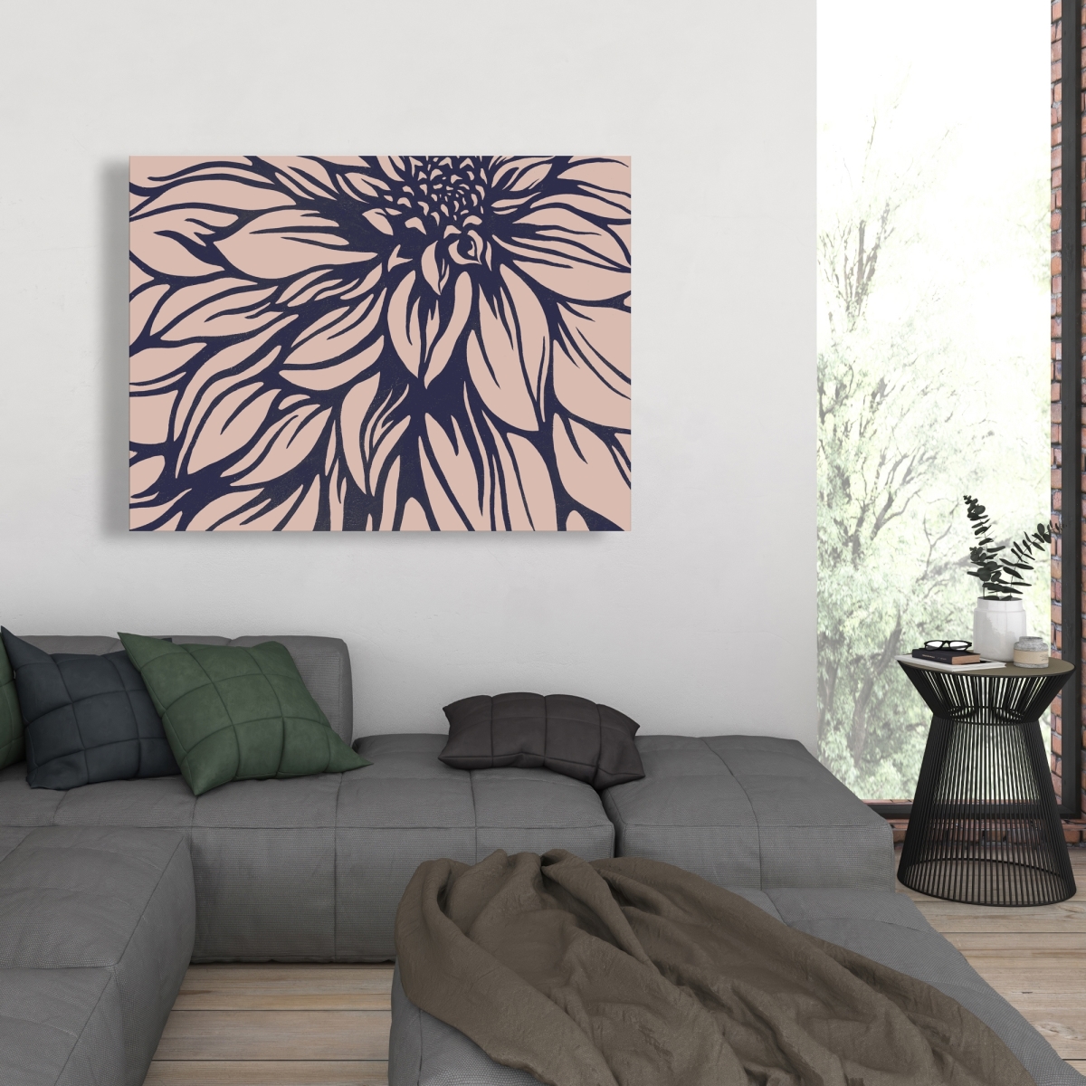 C1RC36487393LV 36 x 48 in. Dahlia Flower Canvas - Illustrative Living Room Decor Art