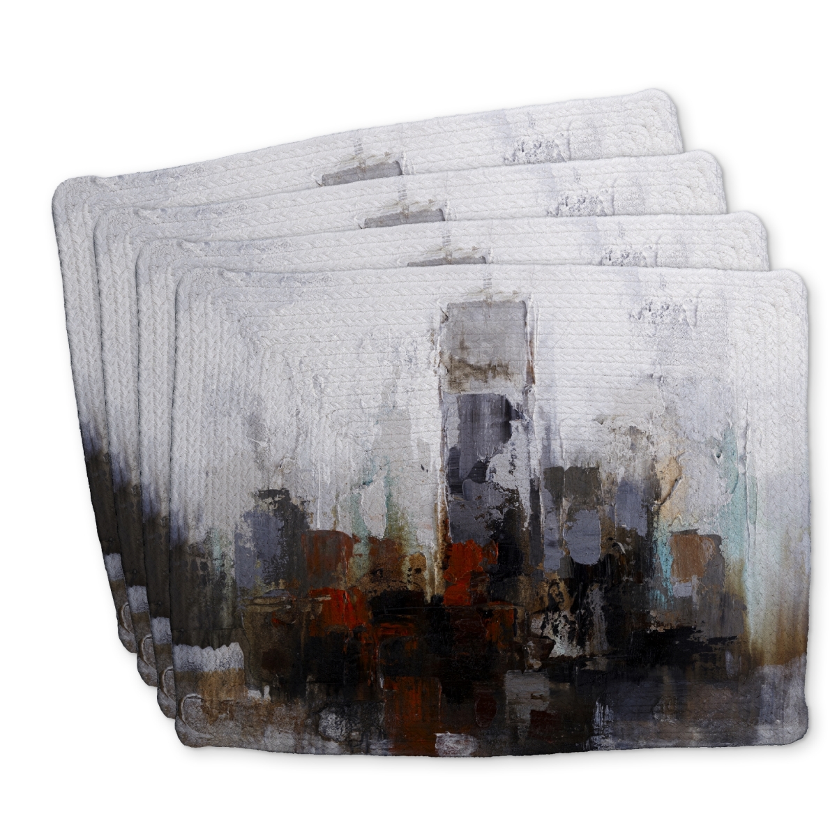 Picture of Begin Home Decor C4BP1418GI57MS 14 x 18 in. Obscure Buildings Braided Polyester Placemat - Home Decor - Set of 4
