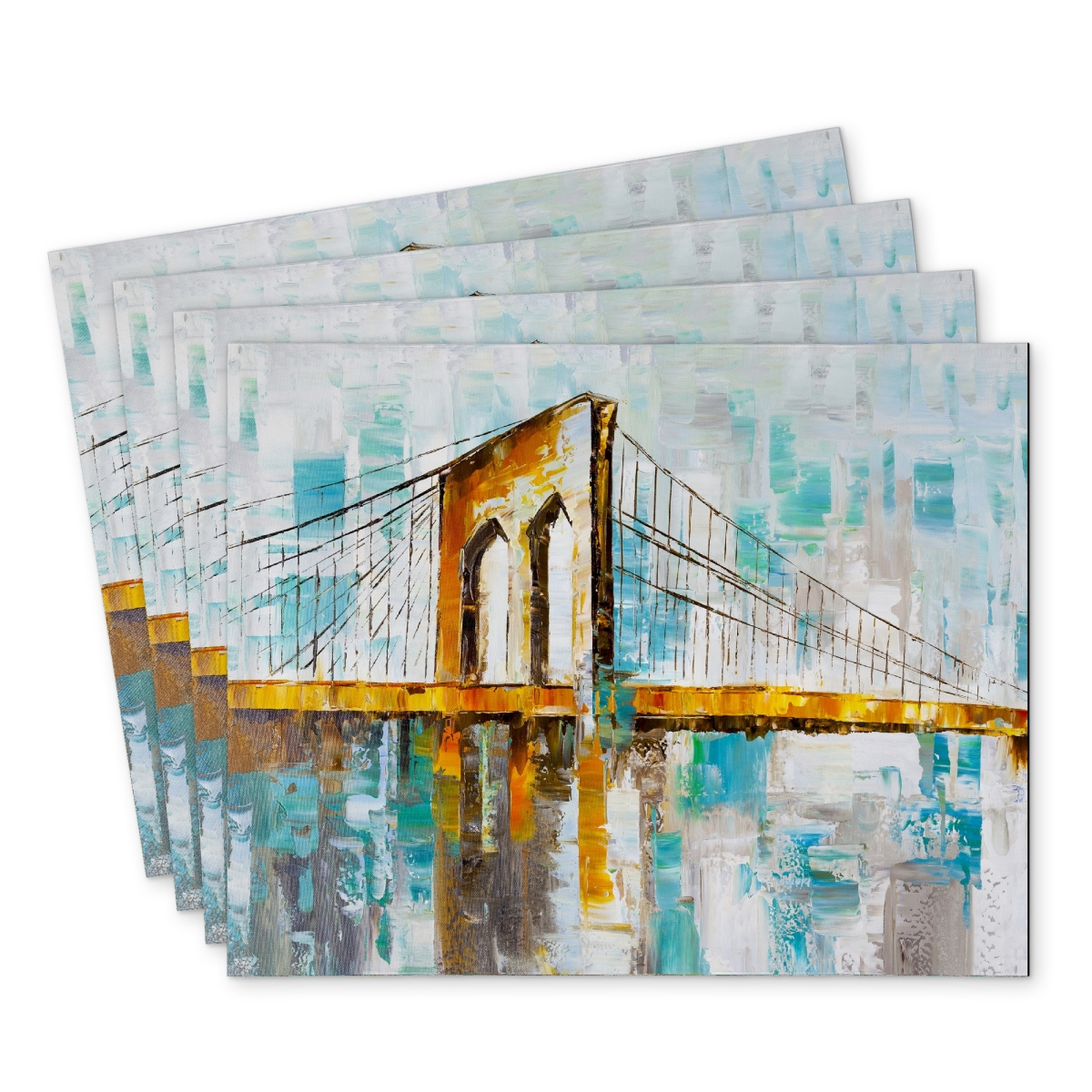 Picture of Begin Home Decor C4PP1418DAB0JP 14 x 18 in. Brooklyn Bridge Polyester Placemat - Stylish Home Decor - Set of 4