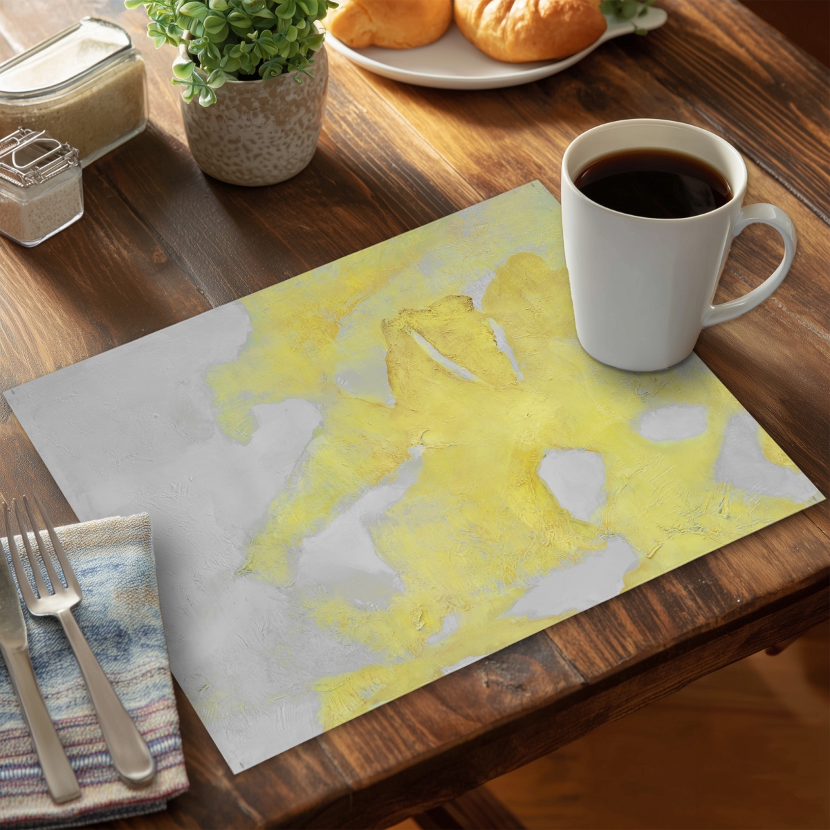Picture of Begin Home Decor C6PP14184OO21T 14 x 18 in. Gold Erosion Polyester Placemat - Elegant Home Decor Accent - Set of 6
