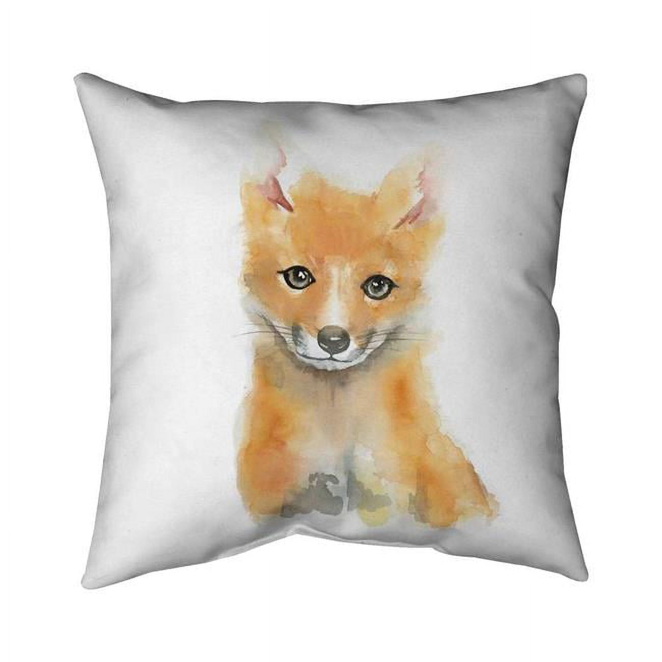 26 x 26 in. Watercolor Baby Fox-Double Sided Print Indoor Pillow