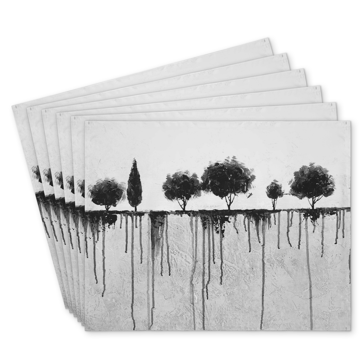 Picture of Begin Home Decor C6PP1418JD9G7G 14 x 18 in. Ink Bleeding Trees Polyester Placemat - Home Decor Accent - Set of 6