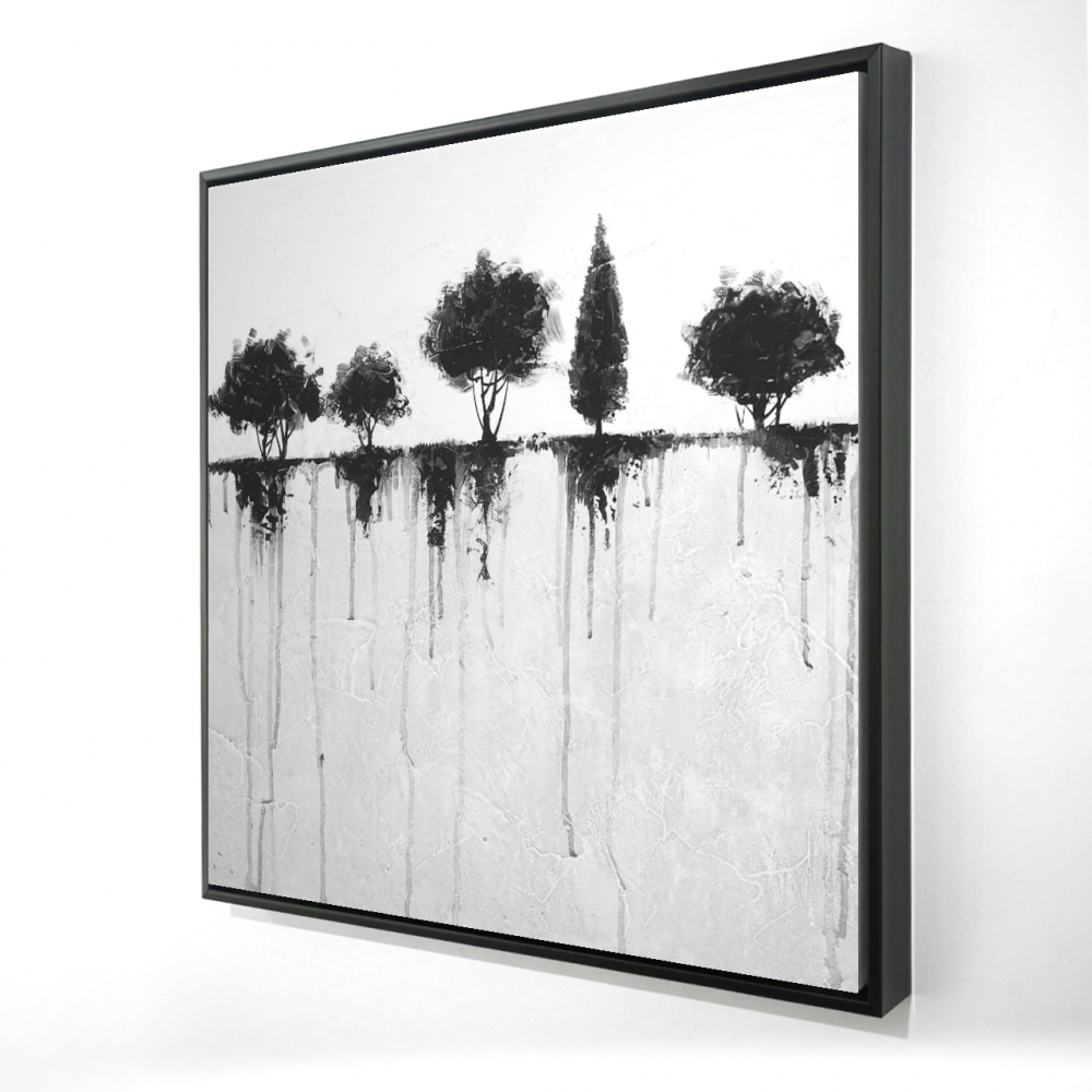 2081-3636-LA87 36 x 36 in. Abstract Black Trees - Framed Canvas for Bedroom Decor