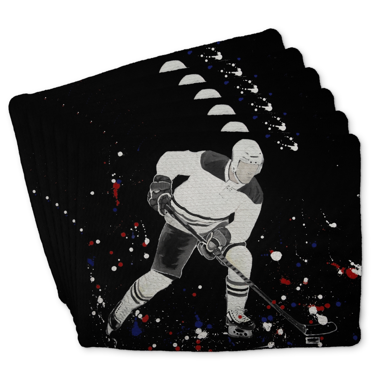Picture of Begin Home Decor C6BP14180RFNGG 14 x 18 in. Hockey Player Ready for Action - Braided Polyester Placemat - Set of 6