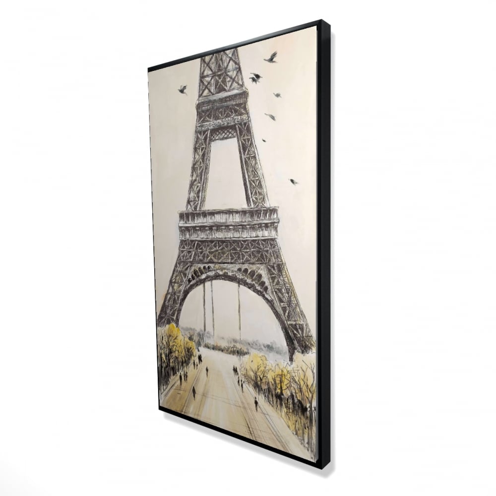 2081-4824-CI251 24 x 48 in. Eiffel Tower with Flying Birds - Framed Canvas Home Decor