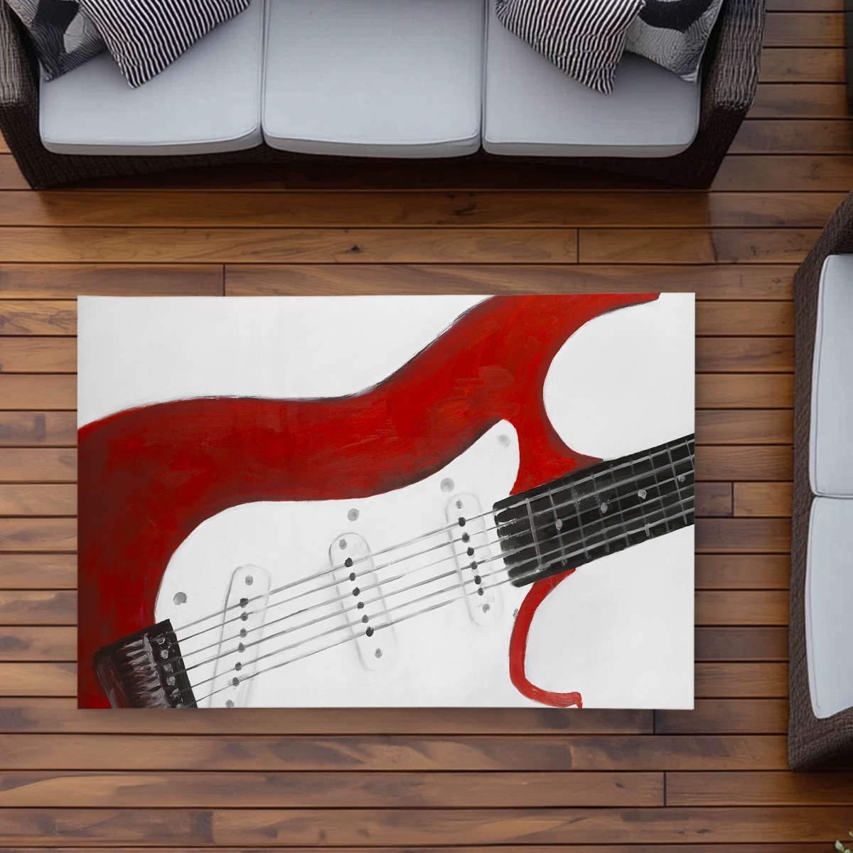 C1ROAR35CQSLT2 3 x 5 ft. Red Rock Guitar Rug - Contemporary Man Cave Outdoor Decor - Rectangle
