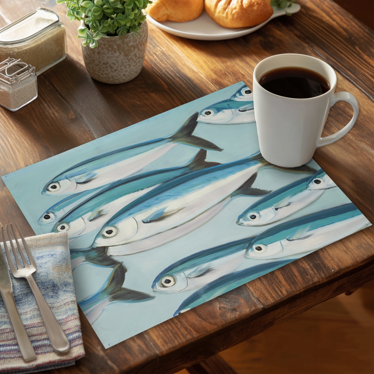 Picture of Begin Home Decor CPPM1418MC2RAK 14 x 18 in. Small Fish Caesio Caerulaurea Placemat - Aquatic Home Decor