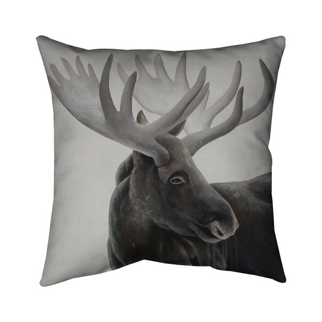 26 x 26 in. Greyscale Moose Profile-Double Sided Print Indoor Pillow