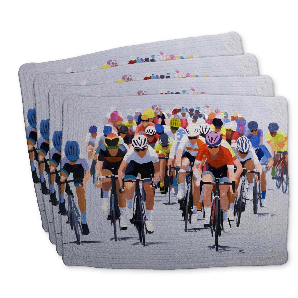 Picture of Begin Home Decor C4BP141888KR37 14 x 18 in. Cycling Competition Braided Polyester Placemat for Home Decor - Set of 4