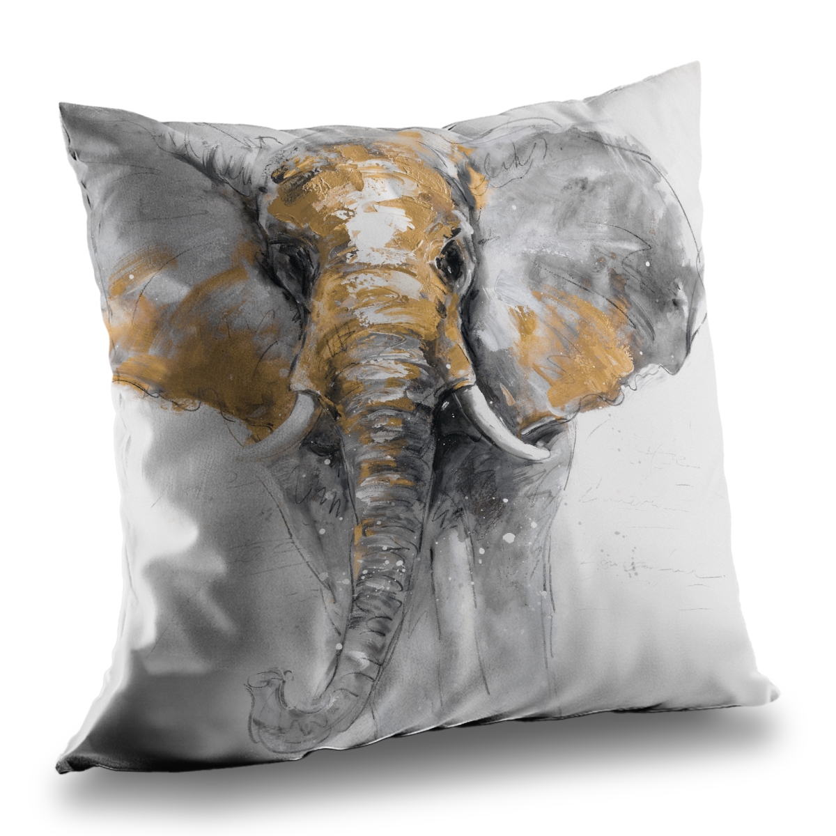 C1PT1414KAUSPM 14 x 14 in. Golden Elephant Throw Pillow - Modern Poly Twill Home Decor