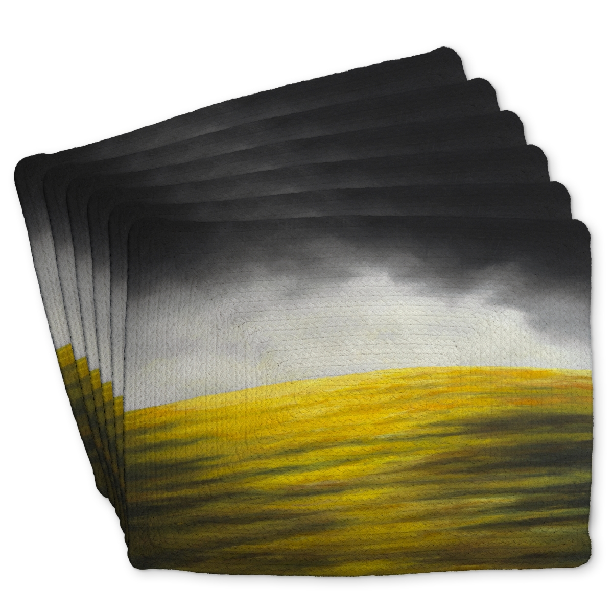 Picture of Begin Home Decor C6BP1418NZQKND 14 x 18 in. Yellow Hill Braided Polyester Placemat for Home Decor - Set of 6