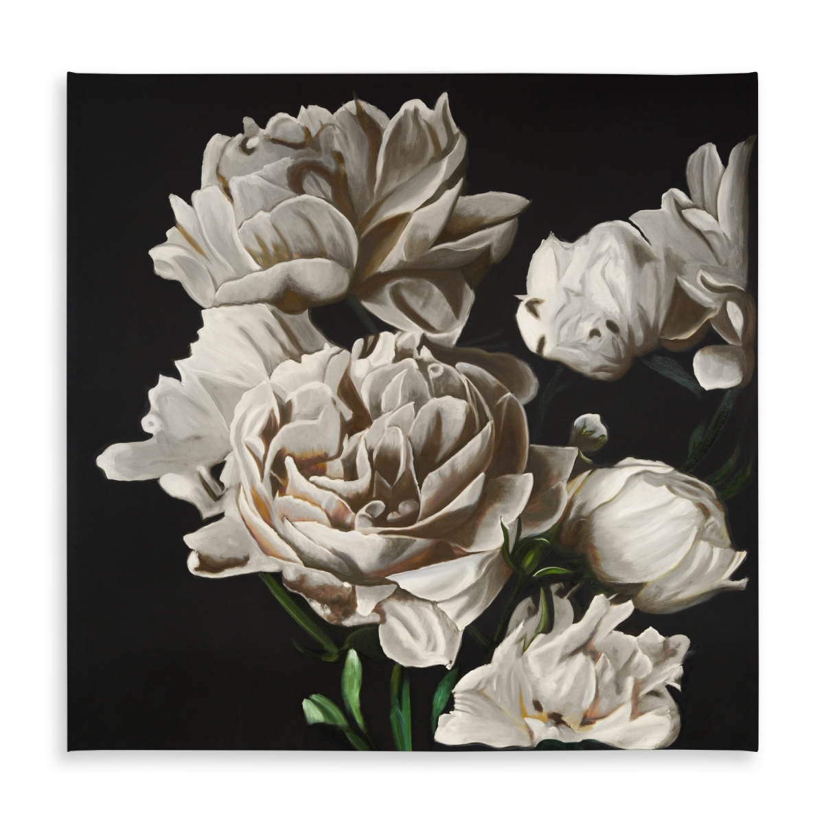 Picture of Begin Home Decor C1TC5858PBD8XM 58 x 58 in. Beige Peonies Tablecloth - Floral Botanical Indoor & Outdoor Decor