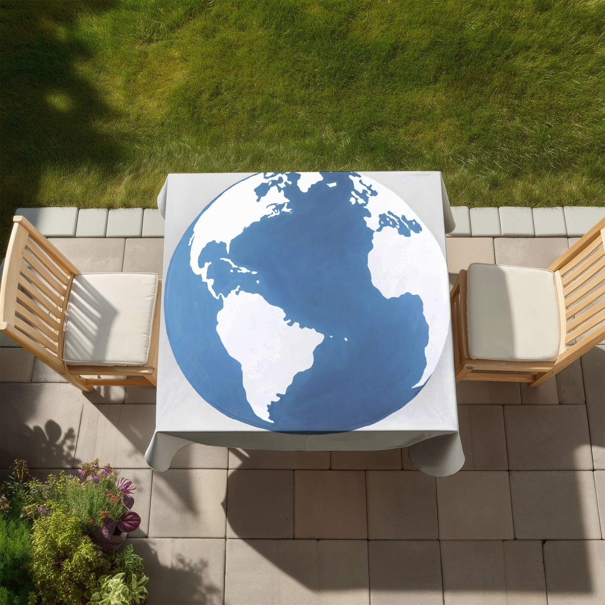 Picture of Begin Home Decor C1TC5858Q2WAOC 58 x 58 in. Blue Satellite View Tablecloth - Earth Design for Home Decor