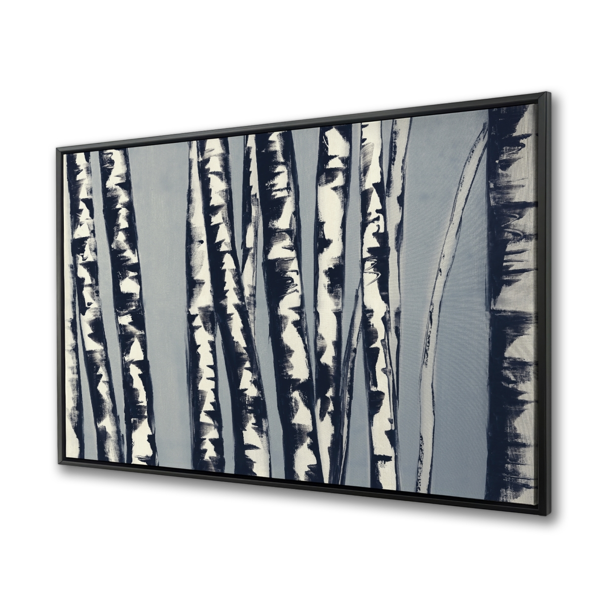 C1FC364829X85W 36 x 48 in. Abstract Birch Forest - Office Blue Framed Canvas Art