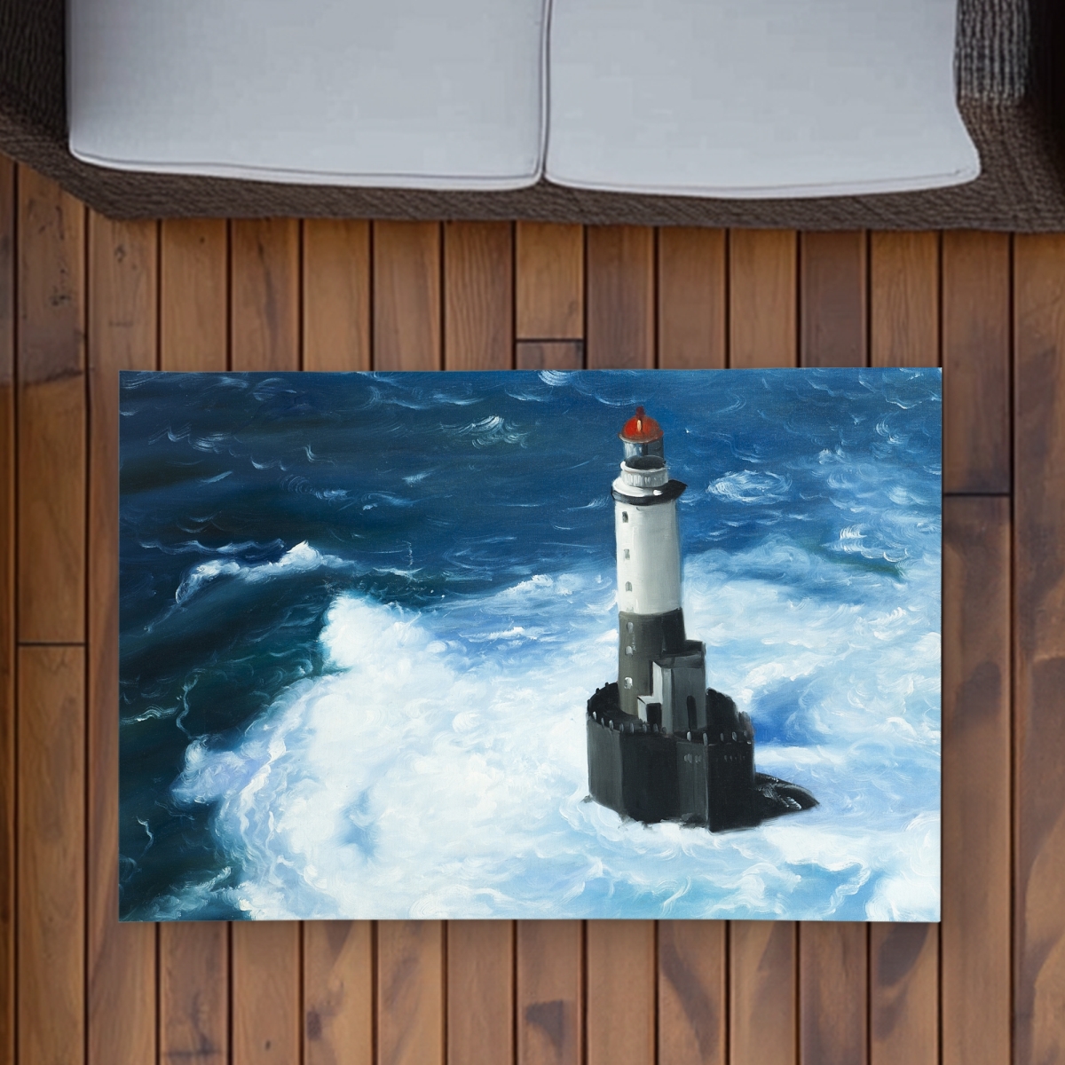 C1ROAR23L7DN2M 2 x 3 ft. Unleashed Waves Lighthouse Rug - Landscapes Living Room Decor - Rectangle