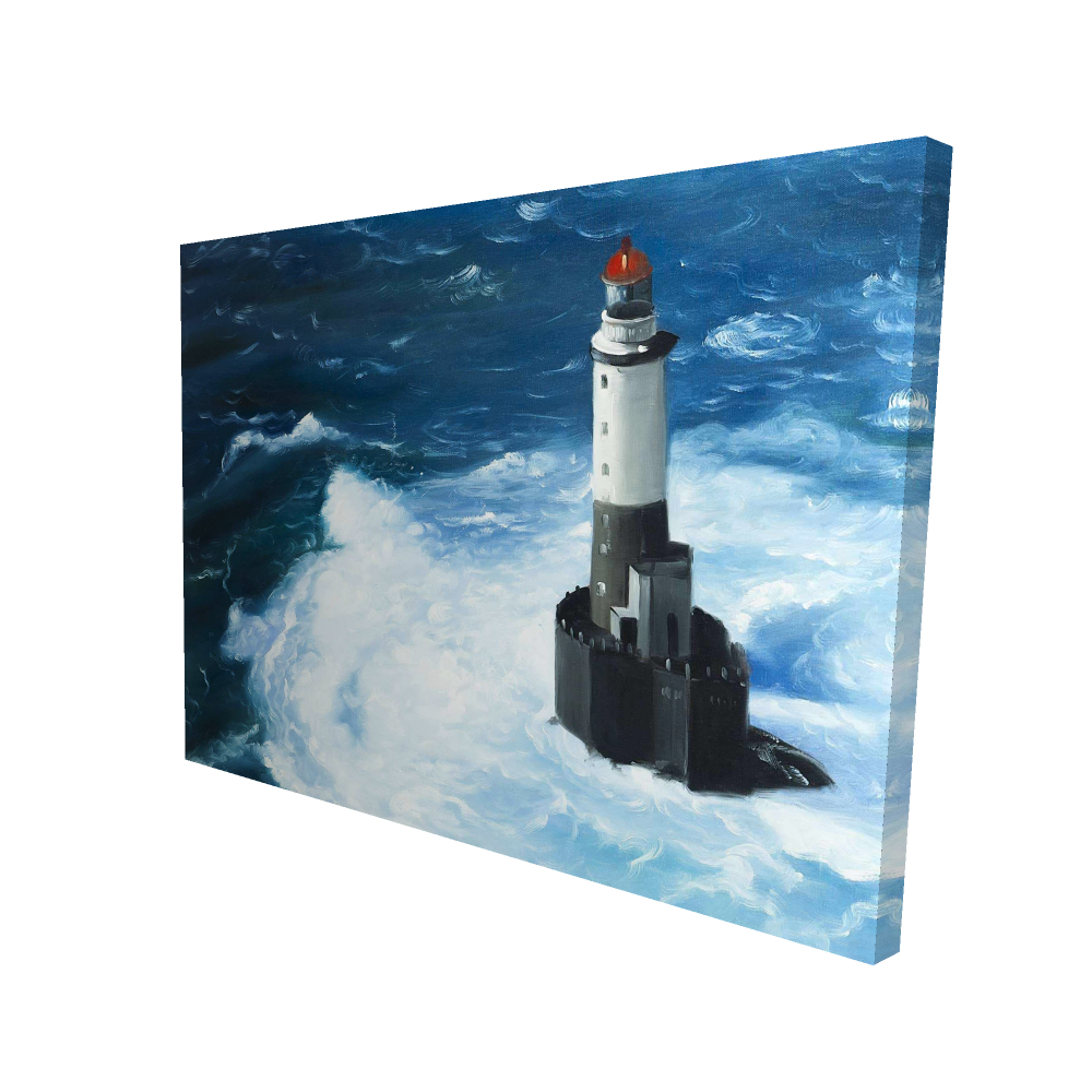 2080-3648-CO78 36 x 48 in. Unleashed Waves on a Lighthouse - Marine Bedroom Canvas Decor