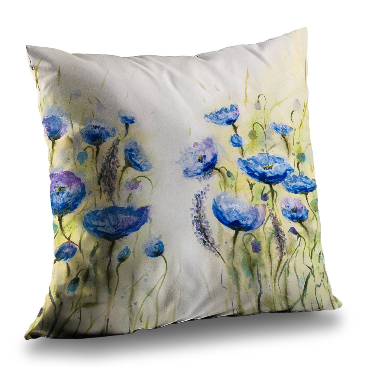C1PT1414FP0ZO6 14 x 14 in. Blue Garden Beige Botanical Poly Twill Throw Pillow Insert