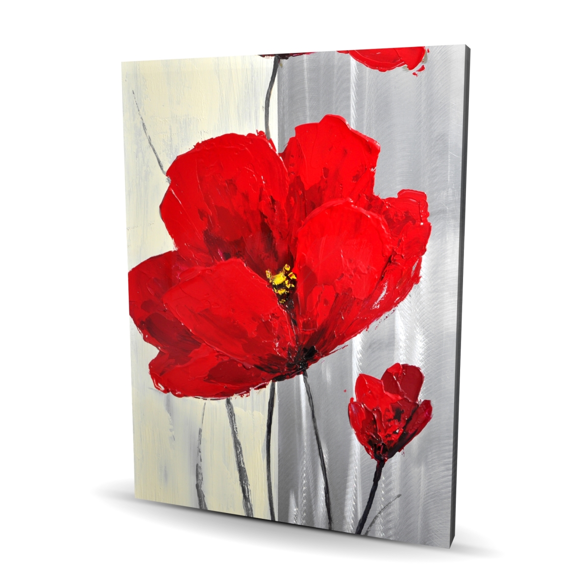 C1RC3648YZNAO1 36 x 48 in. Red Flowers on Gray Background - Floral Canvas for Home Decor