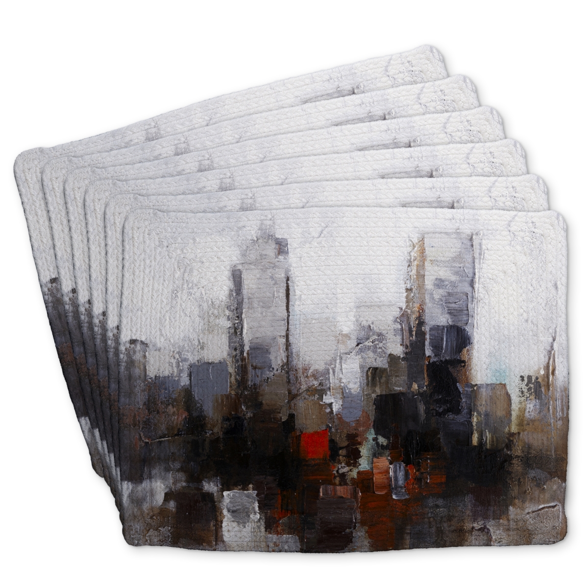 Picture of Begin Home Decor C6BP1418JUOWOD 14 x 18 in. Obscure City Braided Polyester Placemat - Home Decor Accent - Set of 6
