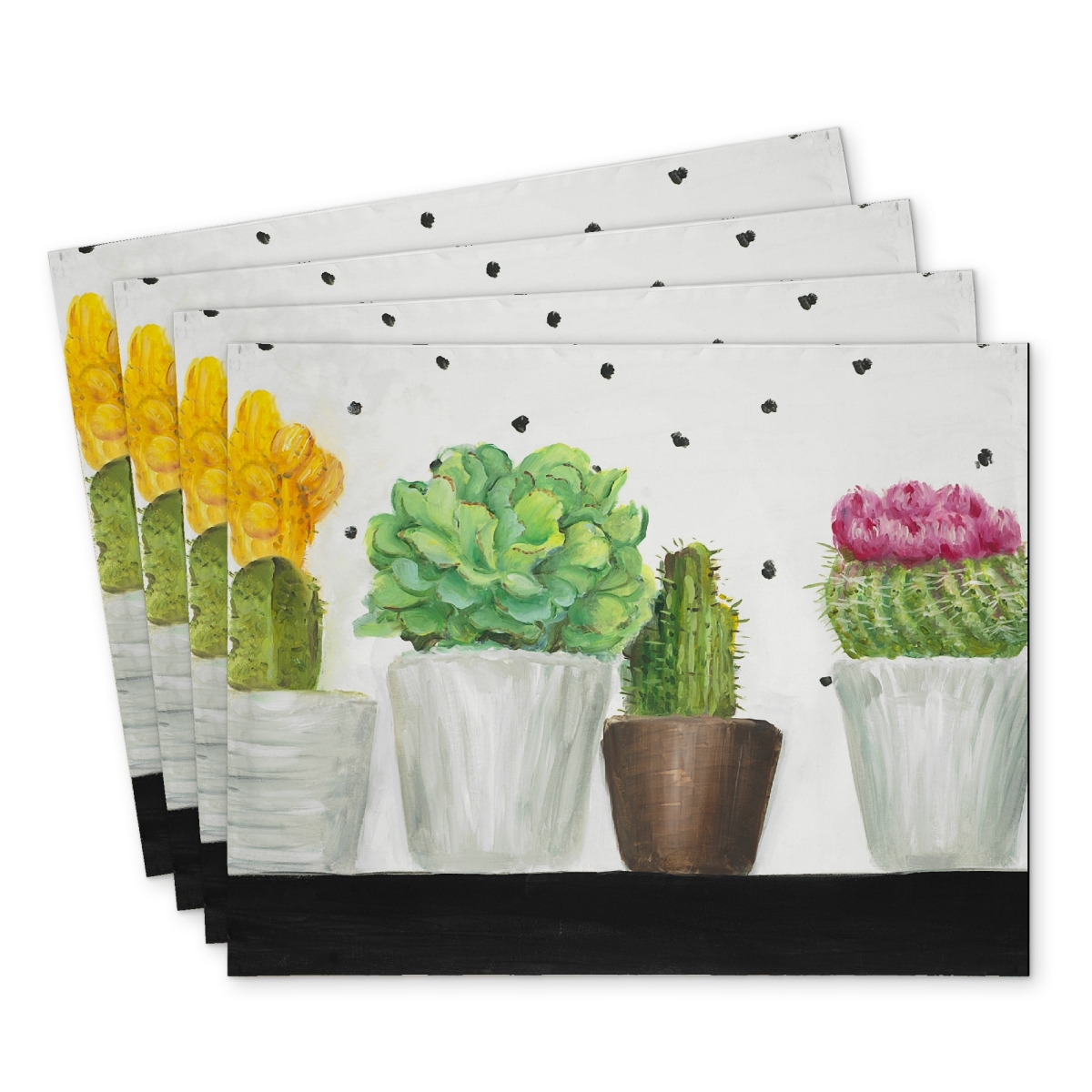 Picture of Begin Home Decor C4PP1418ZYOXF6 14 x 18 in. Mini Cactus & Succulents Placemat - Home Decor Accent - Set of 4