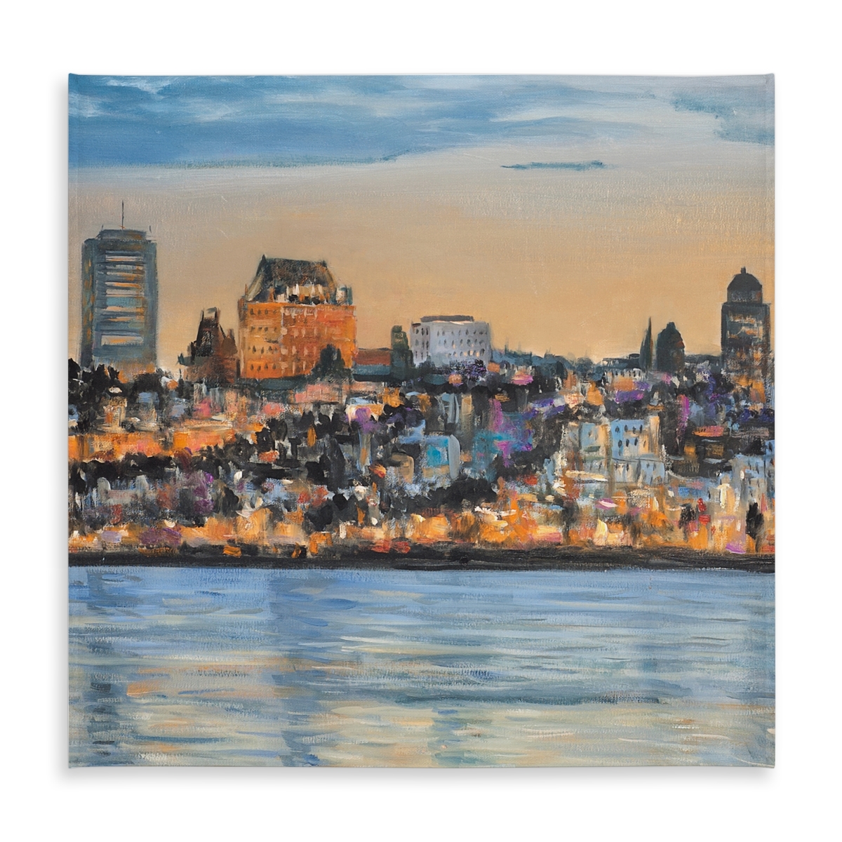 Picture of Begin Home Decor C1TC5858EYR2OM 58 x 58 in. Skyline of Quebec City Tablecloth - Indoor Outdoor Decor