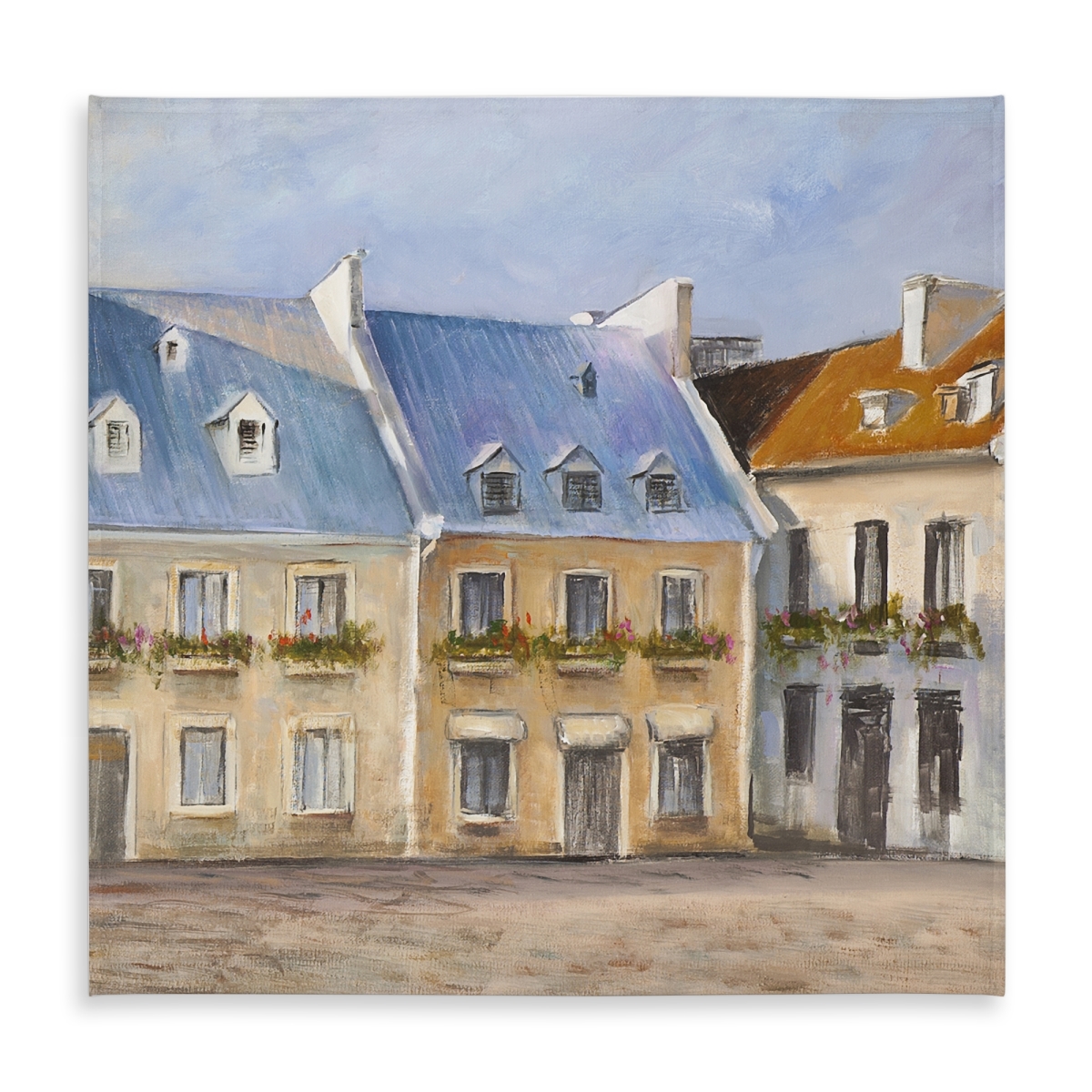 Picture of Begin Home Decor C1TC5858RKADE2 58 x 58 in. Old Quebec City Contemporary Blue Indoor & Outdoor Tablecloth