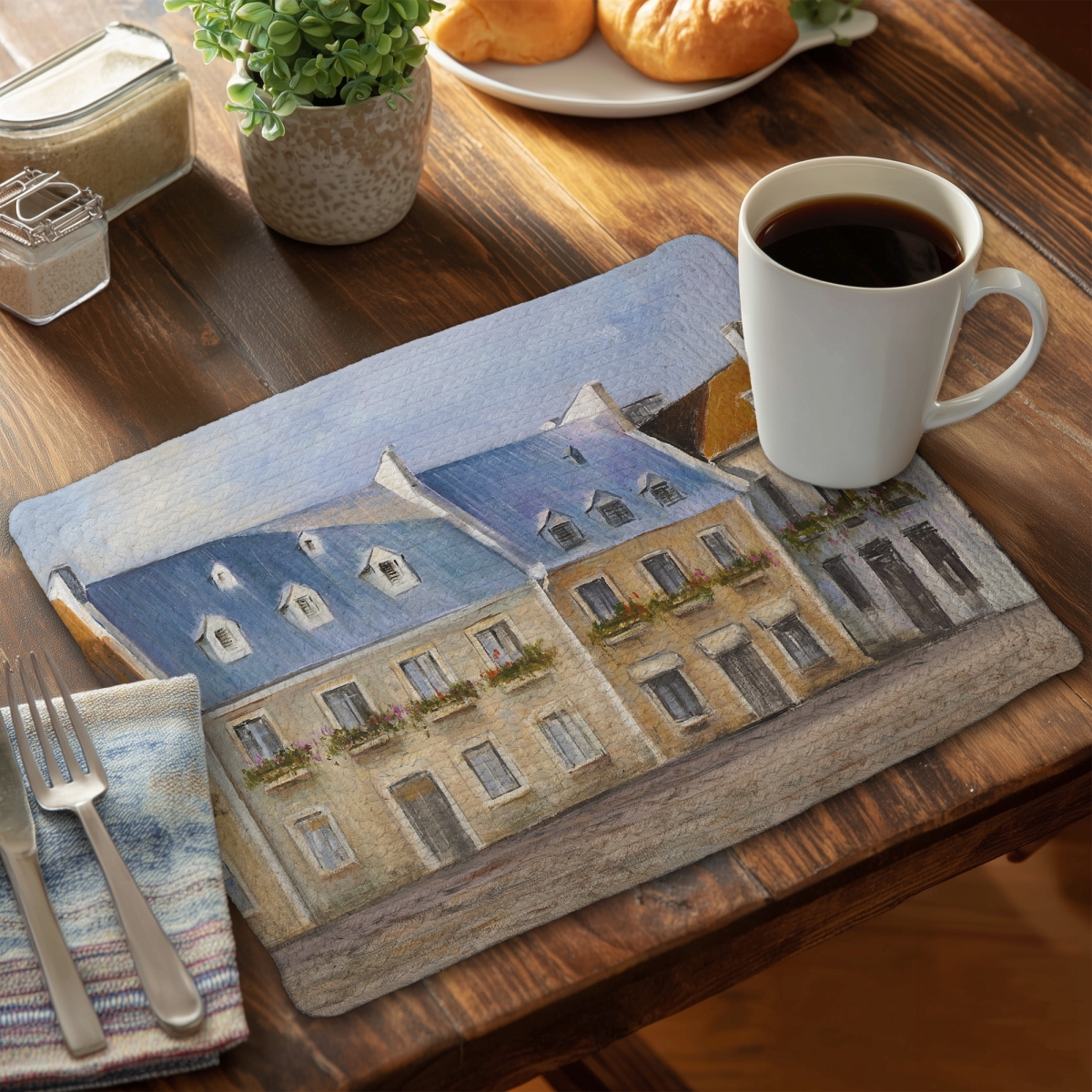Picture of Begin Home Decor C4BP1418Z2HTBI 14 x 18 in. Old Quebec City Braided Polyester Placemat - Home Decor - Set of 4