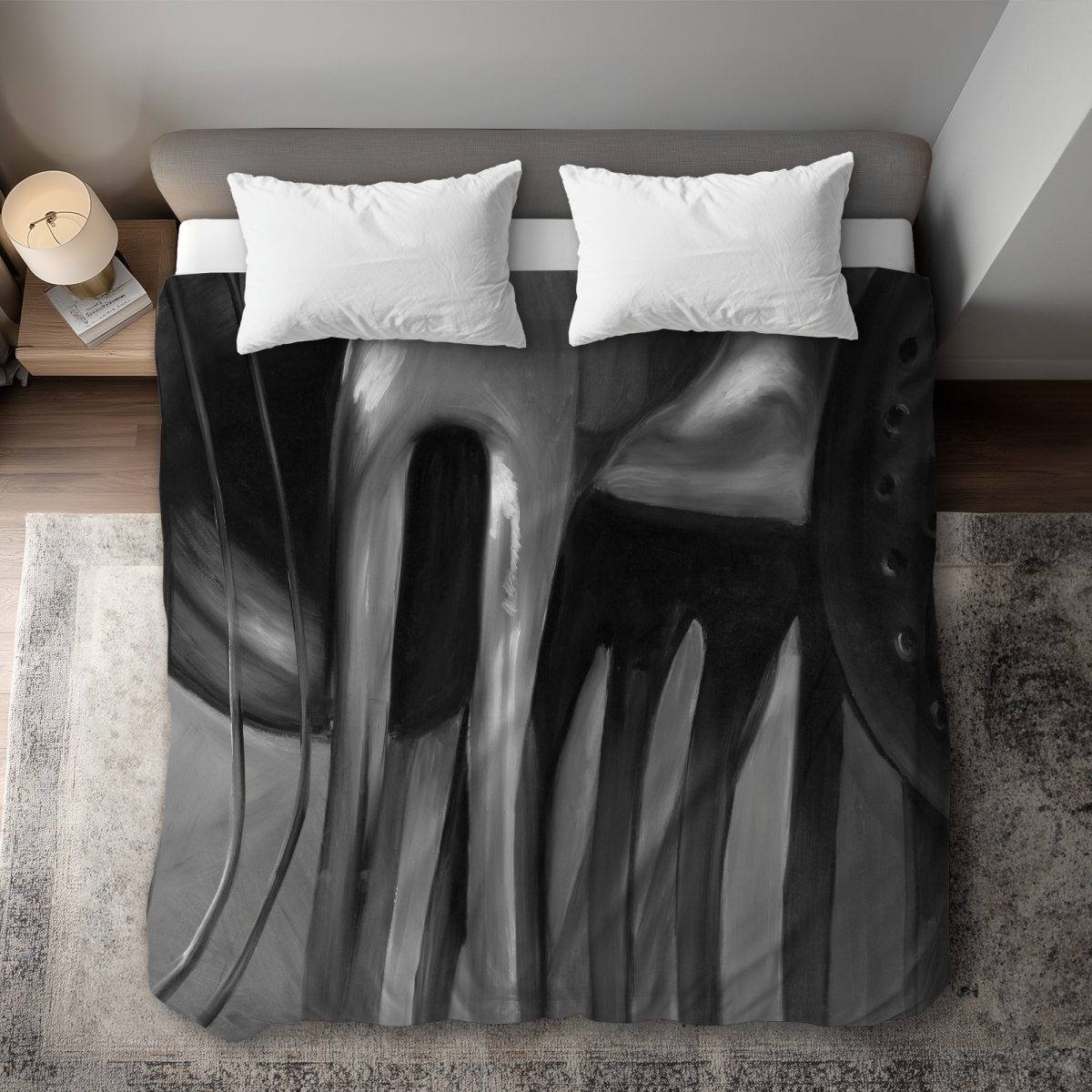 C1DCKSW0ZBSVP3 King Size Kitchen Tools Black & White Gray Duvet Cover - Home Decor