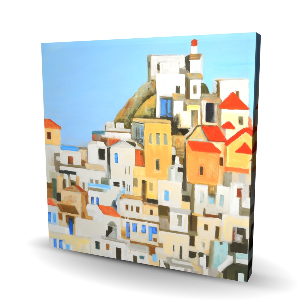 C1RC2424TIJV38 24 x 24 in. Small Houses in Greece - Canvas Home Decor - Unique Art Prints