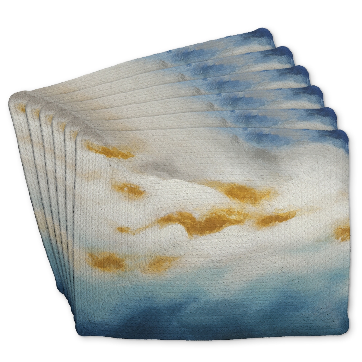 Picture of Begin Home Decor C6BP1418EHGYWC 14 x 18 in. Abstract Landscape Braided Polyester Placemat - Home Decor - Set of 6