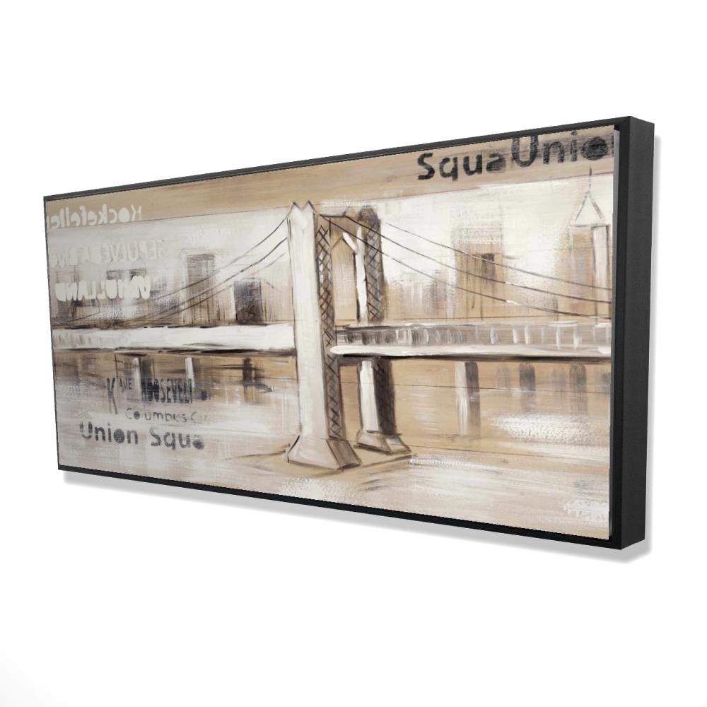 2081-2448-CI220 24 x 48 in. Abstract Bridge with Typography - Modern Framed Canvas Art