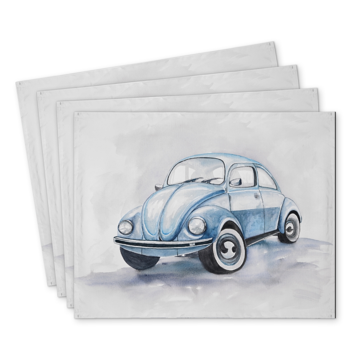Picture of Begin Home Decor C4PP1418OVDMSN 14 x 18 in. Beetle Blue Car Polyester Placemat - Stylish Home Decor - Set of 4