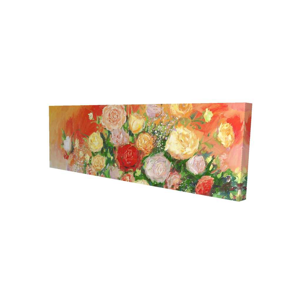 2080-2060-FL155 20 x 60 in. Bouquet of Multicolor Abstract Flowers - Green Botanical Canvas