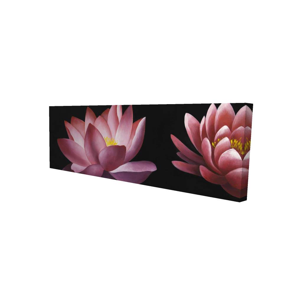 2080-2060-FL322 20 x 60 in. Lotus Flower Pattern - Botanical Black Canvas Home Decor