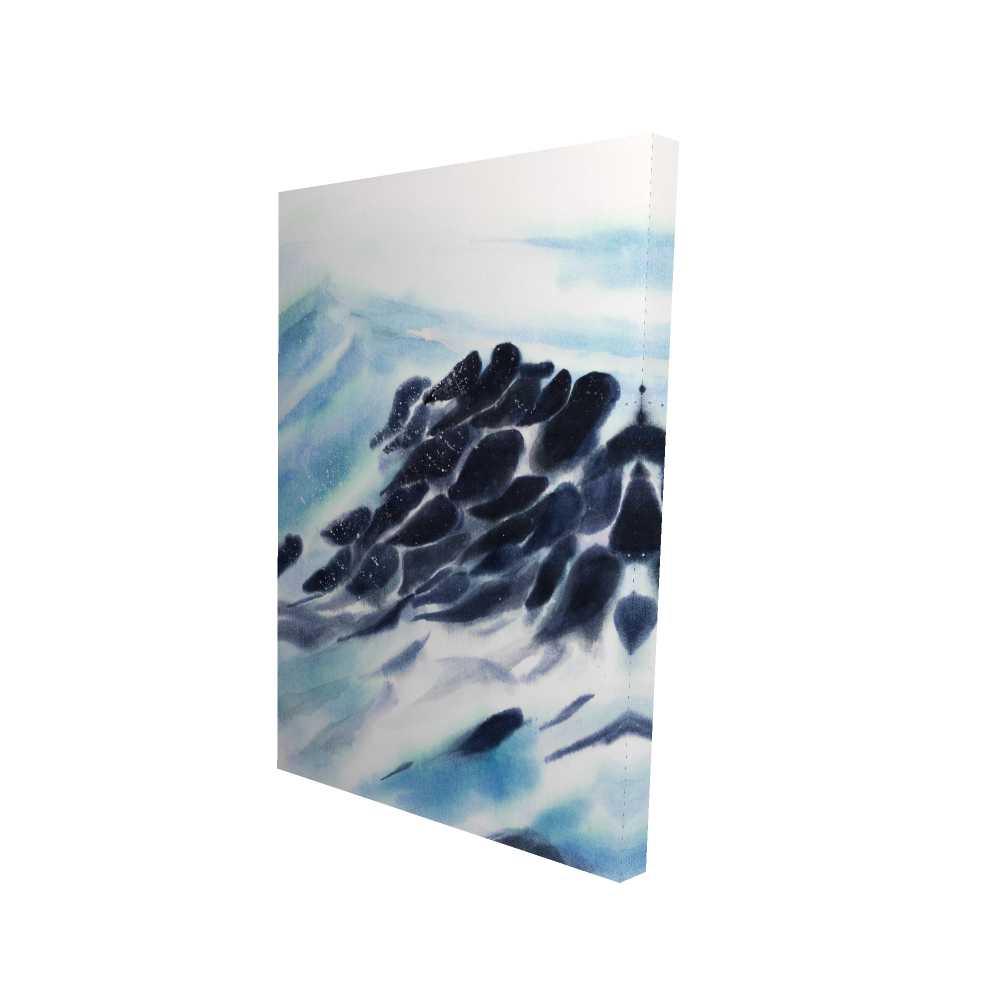 2080-3624-CO116 24 x 36 in. Sea Waves with Paint Splash - White Office Canvas Decor