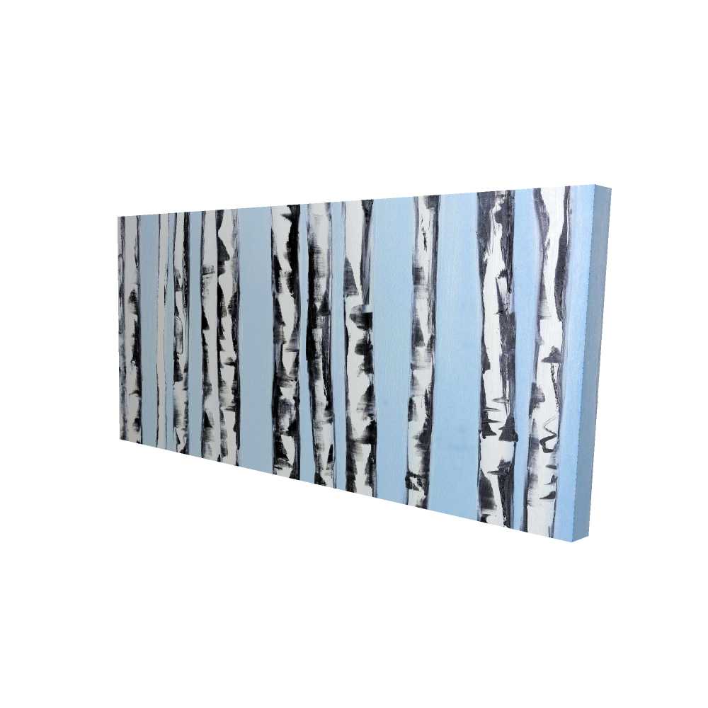 2080-2448-LA52 24 x 48 in. Birches on a Blue Background - Trees Blue Canvas Decor