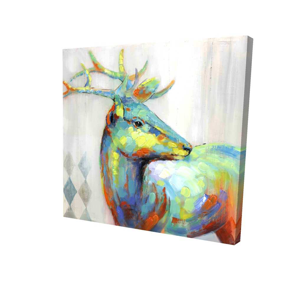 2080-3636-AN21 36 x 36 in. Abstract Color Spotted Deer - Blue Canvas Home Decor