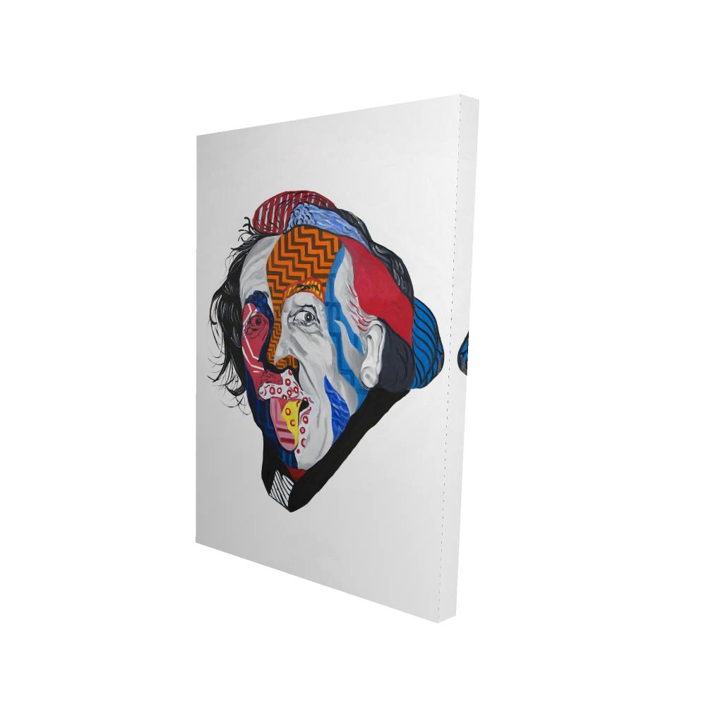 2080-3624-PO4 24 x 36 in. Abstract Albert Einstein Retro Blue Canvas - Home Decor Art