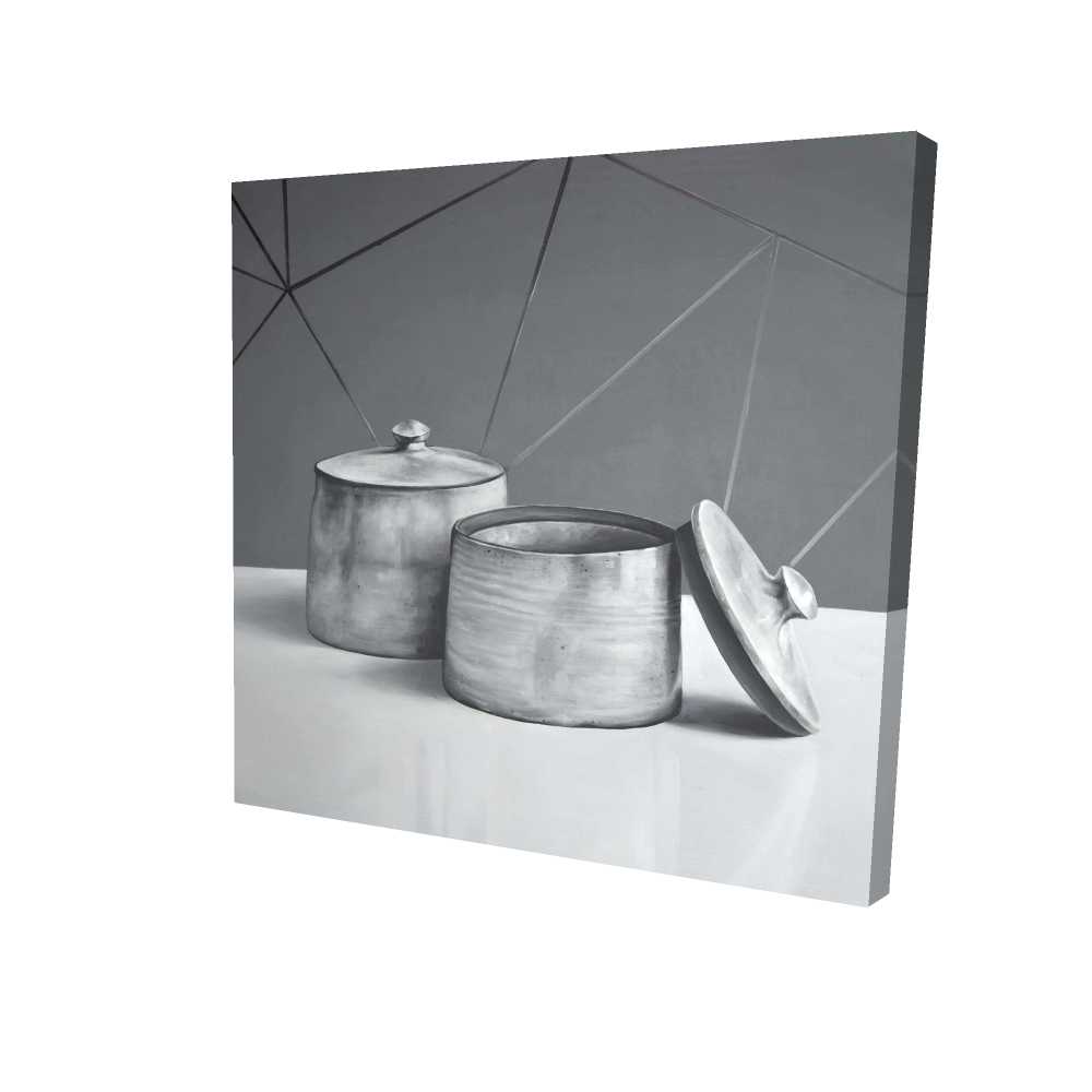 2080-3636-SL29 36 x 36 in. Old Pot with Lid - Monochrome Kitchen Canvas for Home Decor