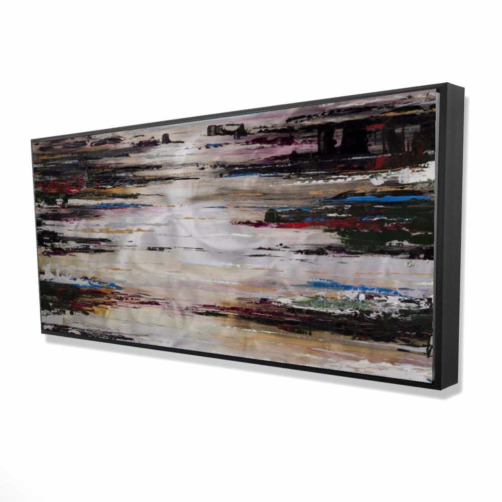 2081-2448-AB17 24 x 48 in. Abstract Runny Paint - Framed Canvas Office Decor - Home Art