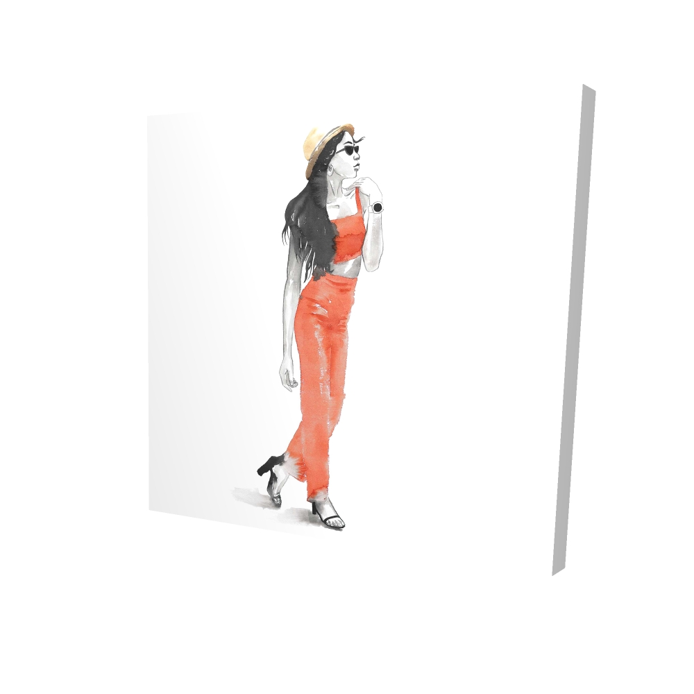 2080-3636-FA43 36 x 36 in. Strike The Pose - Figurative Woman Canvas for Home Decor