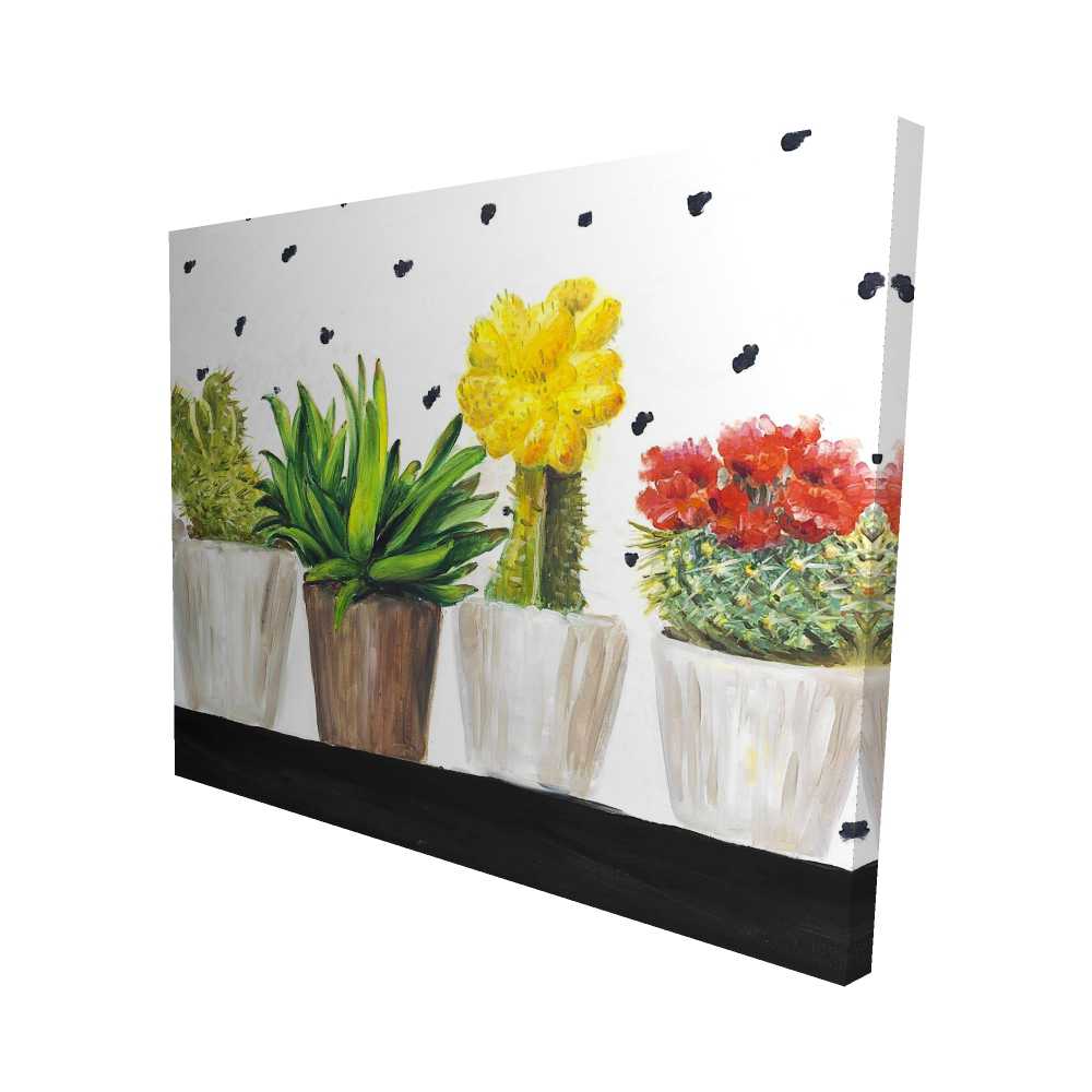 2080-4860-FL115 48 x 60 in. Small Cactus & Succulents - Black Canvas Home Decor