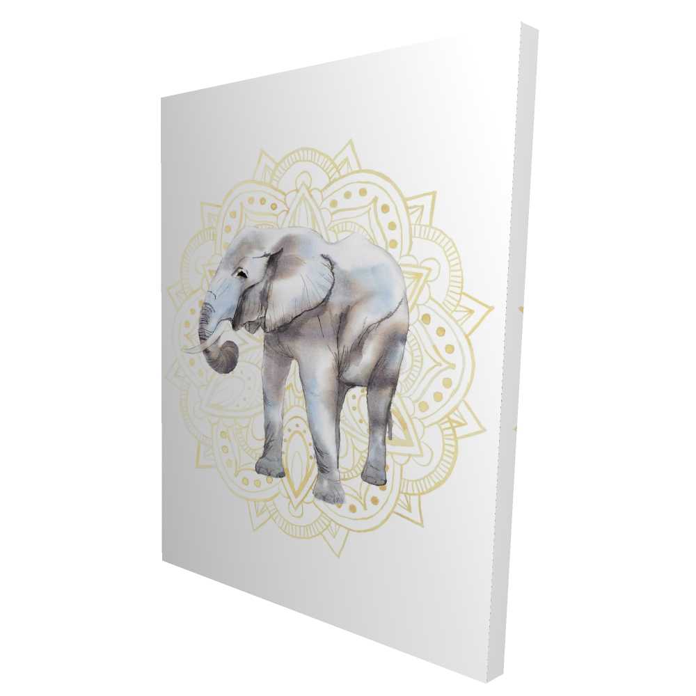 2080-4836-AN391 36 x 48 in. Elephant on Mandalas Pattern - Bohemian Canvas Home Decor